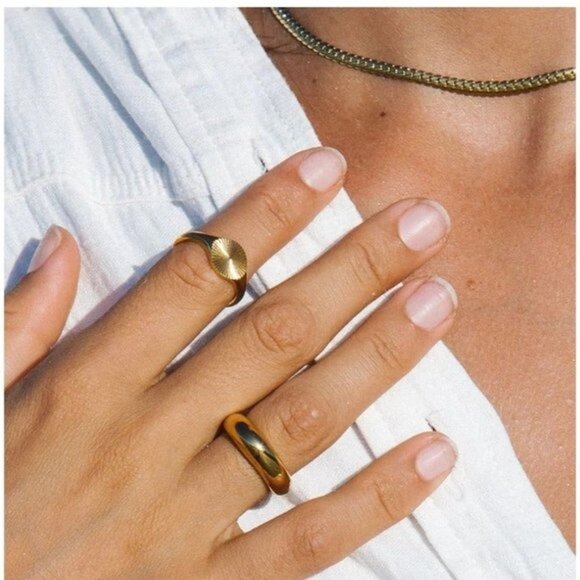 Gold Dome Ring Waterproof Stacking Ring Non-tarnish Gold Ring sz 6-8 PRETTY - Picture 12 of 15